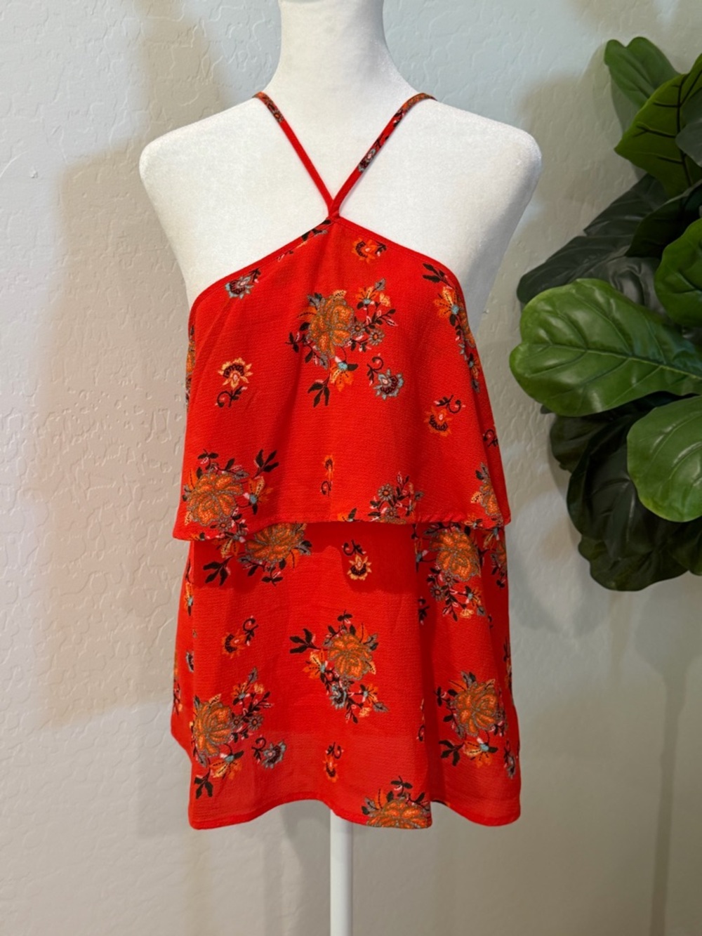 Lily white floral open shoulder summer top size L